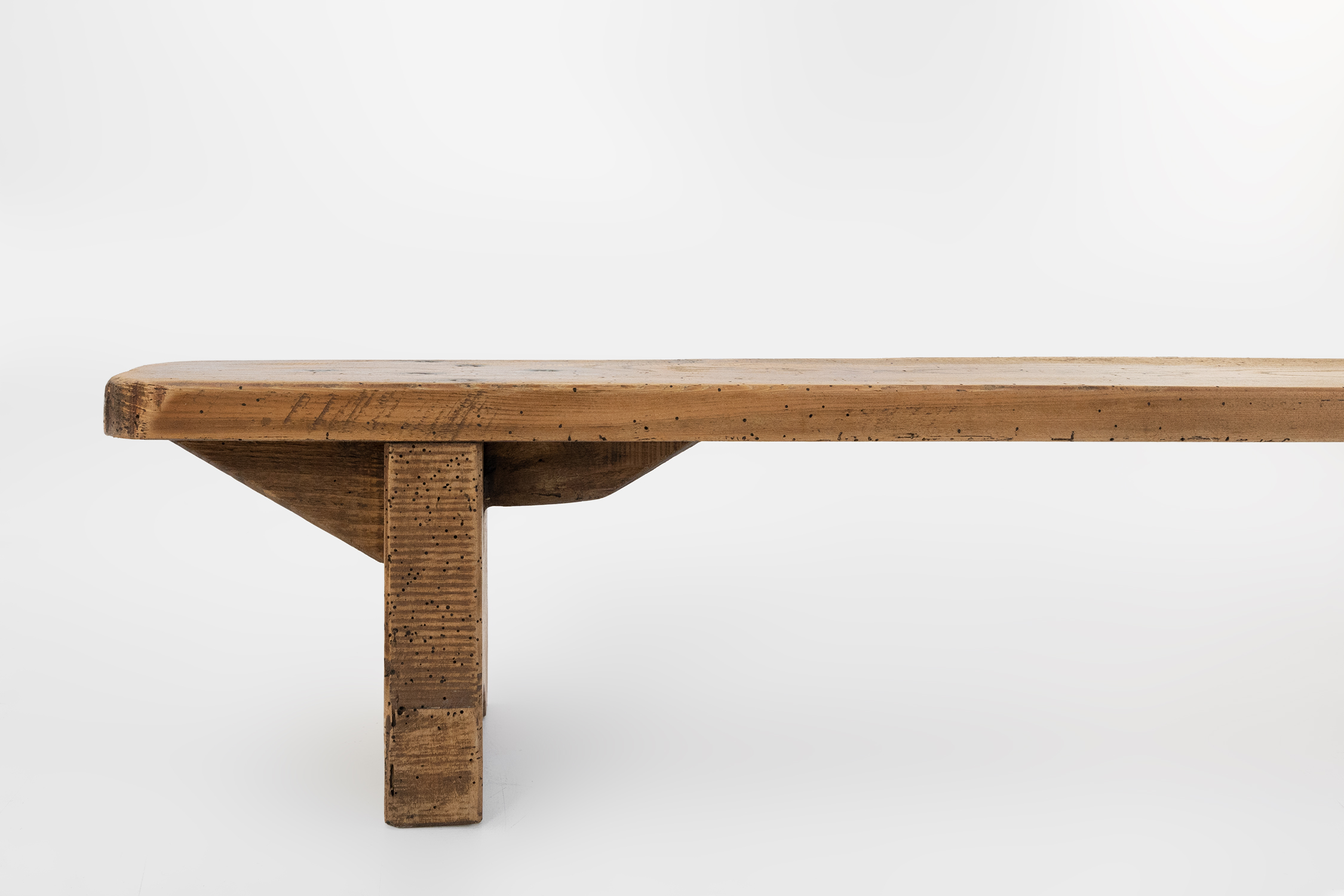 Rustic low bench in solid wood, France ca. 1850thumbnail